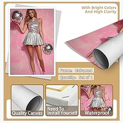 Vintage Funky Disco Ball Hot Girl Canvas Wall Art
