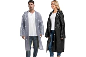 HOOMBOOM Rain Ponchos for Adults Reusable Raincoats Survival Heavy Duty Military Impermeable 2 Packs Rain Coat…