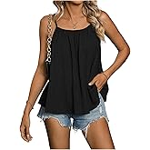 SweatyRocks Women's Summer Tank Top Spaghetti Strap Pleated Camisole Sleeveless Loose Cami Tops