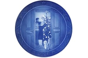 ロイヤル コペンハーゲン Royal Copenhagen 1070754 Earplate, 2024 Edition, Christmas Anticipation, Diameter Approx. 7.1 inches (18 cm), Blue