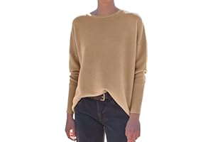 Prinbara Women's Long Sleeve Crewneck Drop Shoulder Oversized Slouchy Sweatshirt Pullover Sweater with Slit