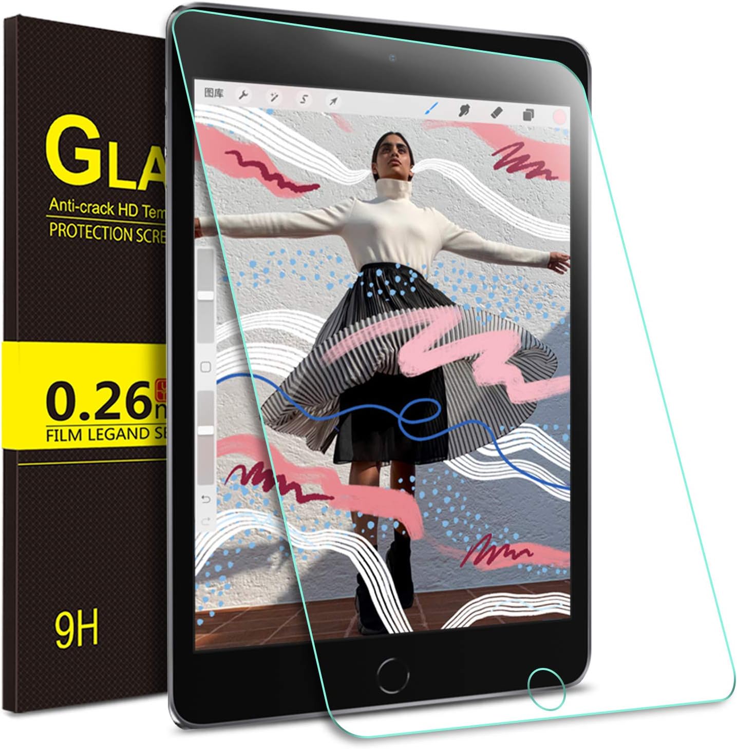 ELTD Screen Protector for iPad Mini 5 2019, Premium 9H Hardness 2.5D Round Edge Tempered Glass Film Screen Protector for Apple iPad Mini 5 2019 7.9 Inch 7.9 Inch, (1 Pack)