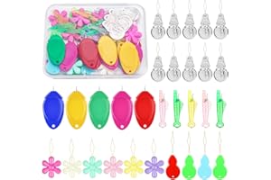 KAQRHFT 50 PCS Needle Threaders, Fish Mouth Sewing Machine Needle Threader, 5 Types Simple Needle Threader Tool for Needle Work, Sewing Machine, Embroidery Floss with Clear Storage Box