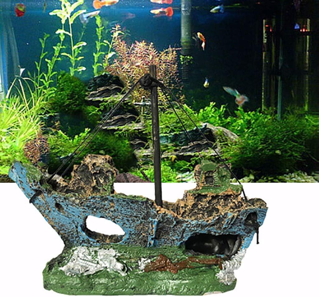 youeneom Aquarium Shipwreck Decorations Fish Tank Ornaments | Resin Material Sunken Ship Decorations | Eco-Friendly for Freshwater Saltwater Aquarium Decorations