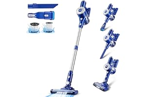 Moolan Cordless Vacuum Cleaner, 6 in 1 Lightweight Stick Vacuum with Powerful Suction, Rechargeable 40min Runtime 180° Rotating for Home Hardwood Floor