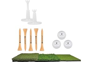 Morvat Golf Hitting Mat Tri-Turf - Portable Putting Green, Perfect Practice Putting Mat, Golf Practice Mat, Golf Putting Mat Indoor & Outdoor with Adjustable Tees and Golf Balls