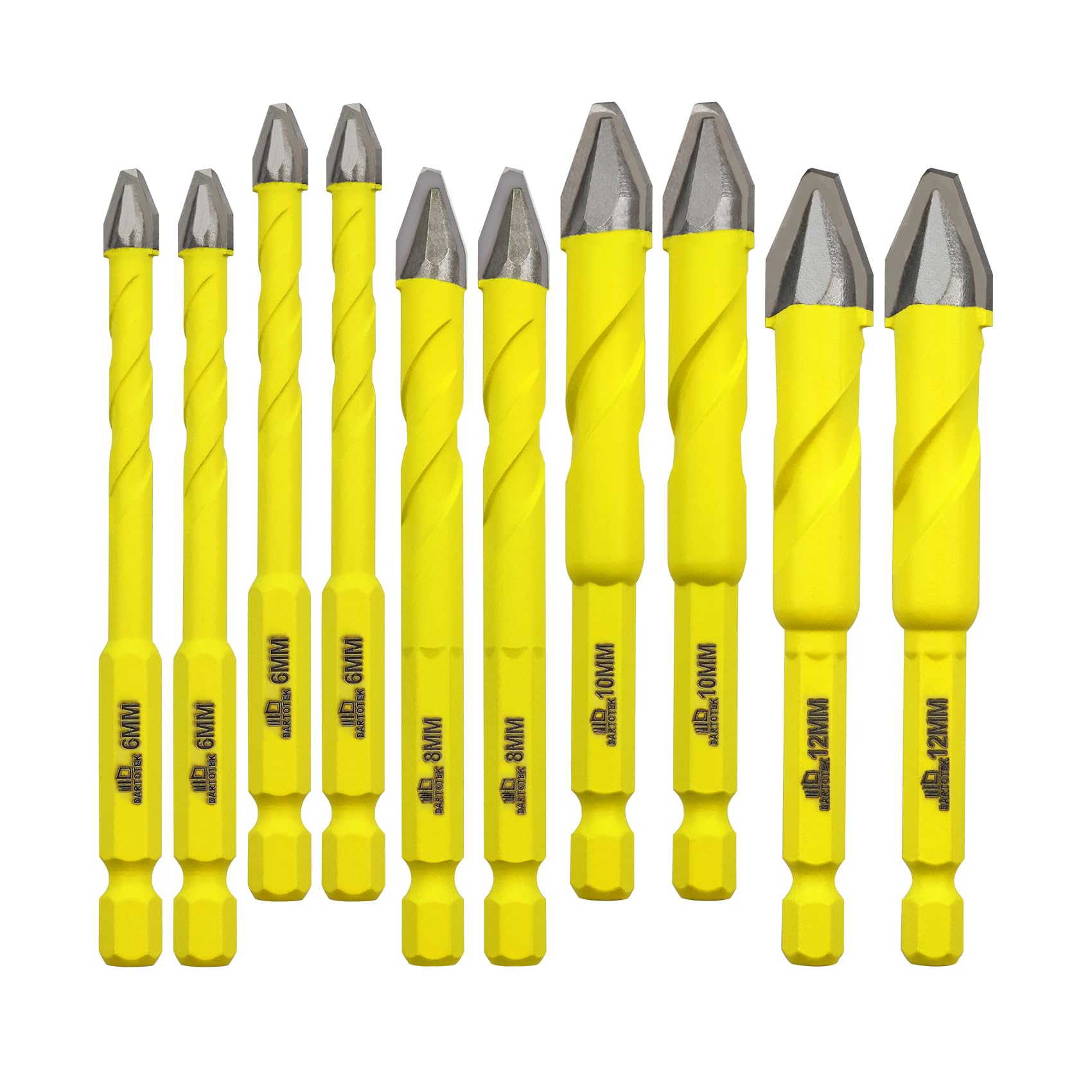 Crooked Head Eccentric Drill 6/8/10/12MM Sets of Bits DARTOTEK Twist Drill Bits Wood/Plastic/Glass/Concrete Brick Multi-Material Drill Bit with Bit Storage Case,10 pcs — image 1