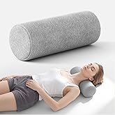 Forcanby Neck Roll Pillow for Neck Pain Relief - Memory Foam Neck Support Pillow for Bed, Cylinder Pillows, Round Neck Pillow for Sleeping, 15.7 * 5 * 5 inch (Grey)