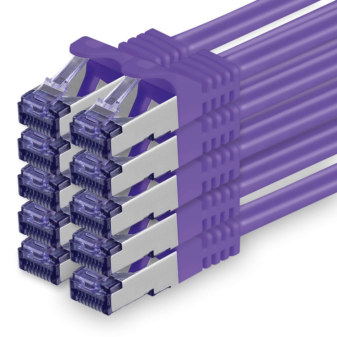 1aTTack.de Cat.7 network cable 0.5m - purple - 10 pieces - Cat7 patch cable (SFTP/PIMF/LSZH) raw cable 10 Gb/s with Rj 45 connector Cat.6a - 10 x 0.5 meters purple