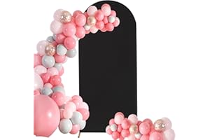 Jieqier Arch Backdrop Covers Black, 6FT Spandex Fitted Wedding Arch Covers, 2-Sided Round Top Chiara Backdrop Stand Covers for Party Ceremony Birthday Banquet Decoration