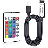 RGBZONE 5V USB RGB LED Controller, IR Remote for 5050/2835 Strip Lights | 16 Colors, 5 Lighting Modes, 16 Adjustable Speeds, USB Plug-and-Play, Only for DC 5V 4-pin 5050 3528 2835 RGB LED strips