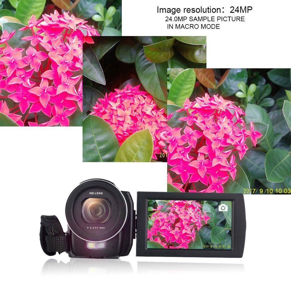 Camcorder 1080p Full HD Digital Video Camera Close up 24.0 MP Camera 3 Inch LCD Touch Screen Video Recorder