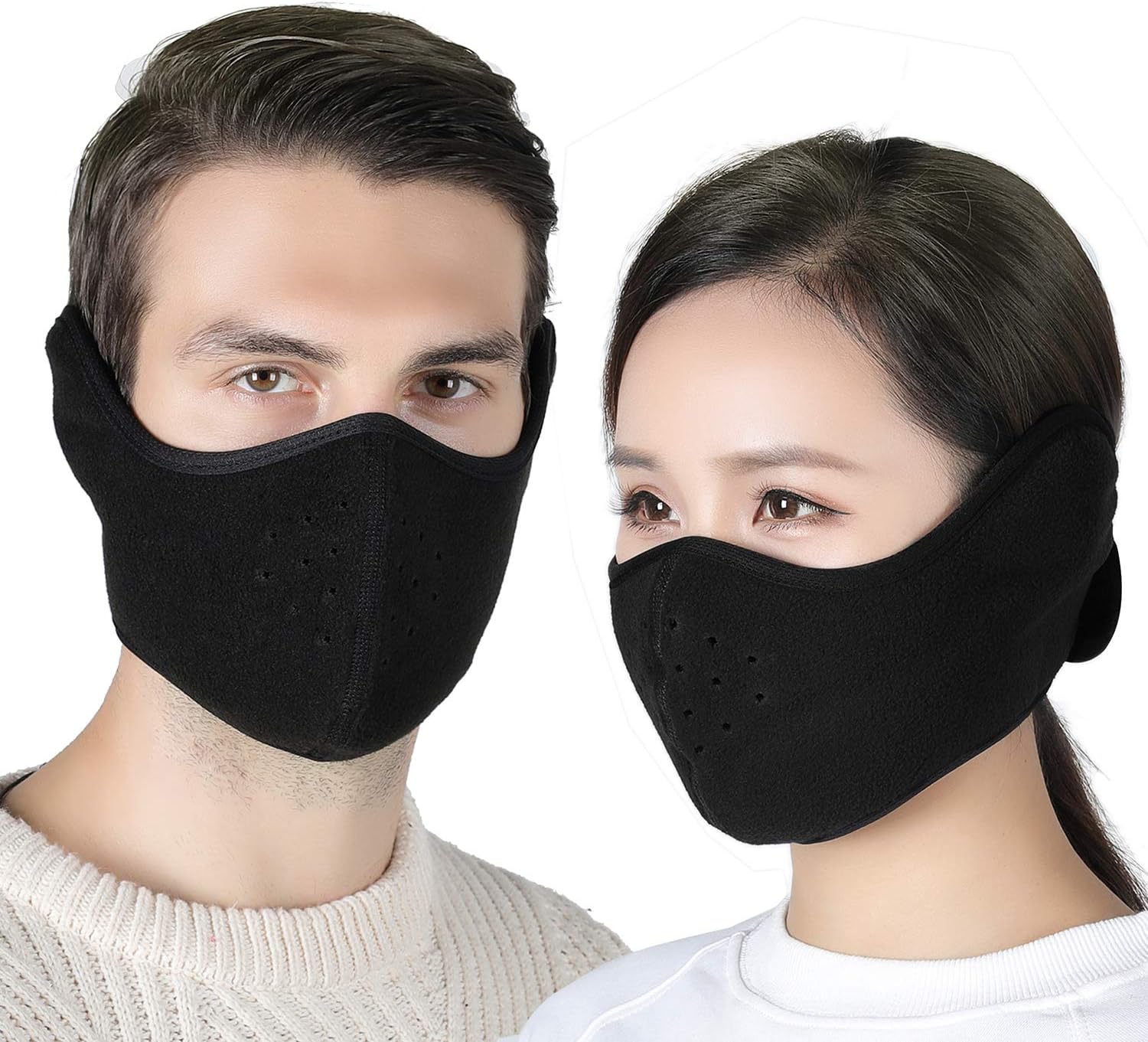 Your Choice Earflap Half Face Cover Cycling Outdoor Activity Black 2 Pack: Automotive
