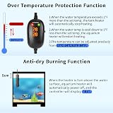 HiTauing 50W 100W 300W 500W Submersible Aquarium Heater with Auto Power-Off view 2