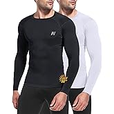 MEETYOO Long Sleeve Compression Shirts for Men, UPF 50+ UV Swim Shirts, Running Athletic Workout Base Layer