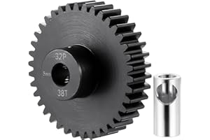 BRKRC Steel 32P 5mm Pinion Gear 25T 26T 28T 29T 30T 31T 32T 33T 34T 35T 36T 37T 38T Motor Gears for 1/10 1/8 RC Car Parts (38T)