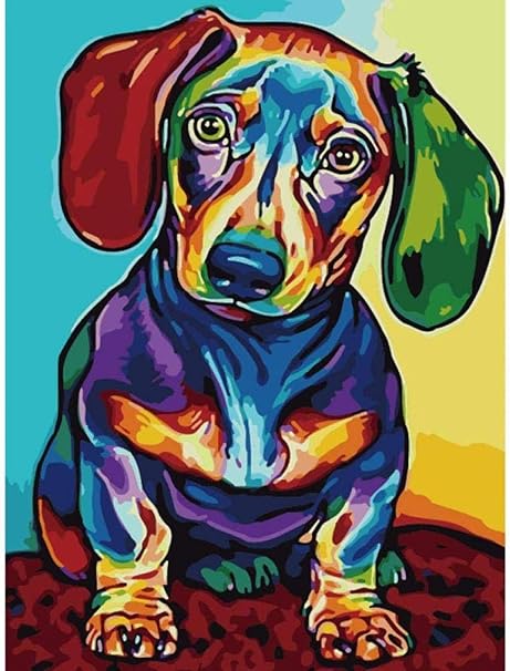 Amazon Co Jp 数字でdiy絵画数字でアクリル絵の具犬動物ウォールアート家の装飾用数字で40x50cm ホーム キッチン