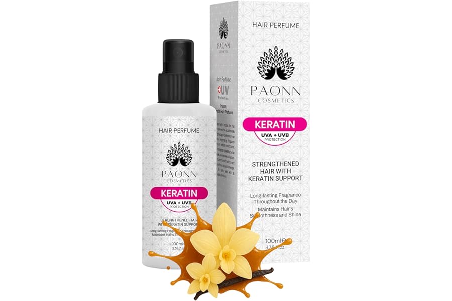 PAONN Keratin Hair Perfume, Keratin-Enriched Mist, UVA & UVB Protection Fragrance, Long-Lasting Scent, Hair Care Smoothness & Shine