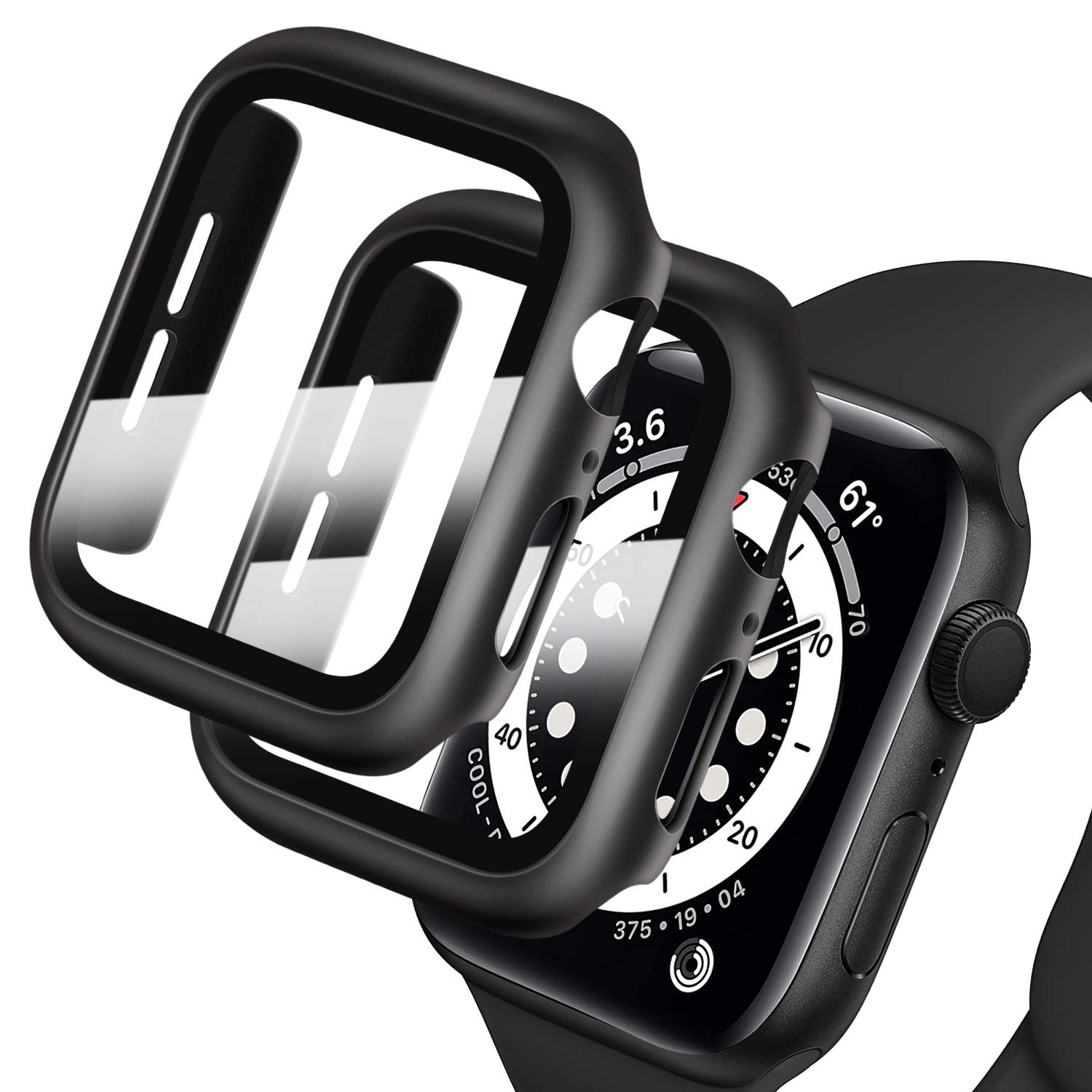 Deilin 2Pack PC Case for Apple Watch 44mm series SE/6/5/4 Screen Protector  Built-in Tempered Glass，iWatch Screen Protector with Invisible Texture  Design All Around Protective Cover: Buy Online in KUWAIT at desertcart