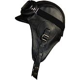 Cote Cuir | Simon Model | Genuine Brown Leather Aviator Hat | Vintage Pilot Helmet Cap for Men &amp; Women | Leather Bomber Hat with Adjustable Straps