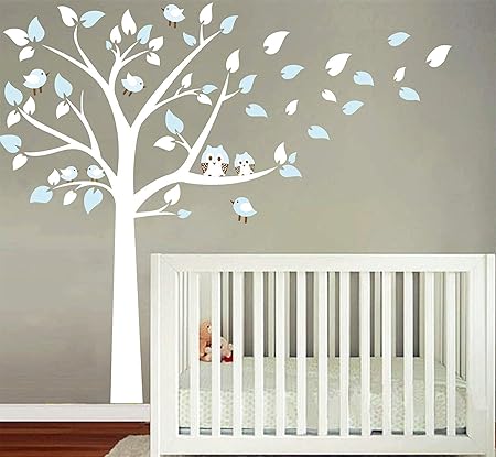 Aiyang Blanc Arbre Mur Autocollant Hibou Oiseau Stickers Muraux Pour Bebe Les Enfants Pepiniere Chambre Mur Art Deco Rose Decorations Murales Bebe Puericulture Eng Bouldermicrofinance Org