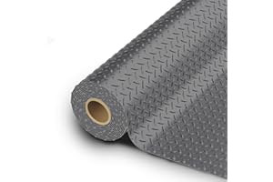 StellarStar 10x20 FT Garage Floor Mat, 2.8mm Thickened PVC Flooring Roll for Under Car, 250 SQFT Diamond Plate Gray Garage Mats for Garage, Warehouse, Basement, Factory, Trailer (Include Tapes)