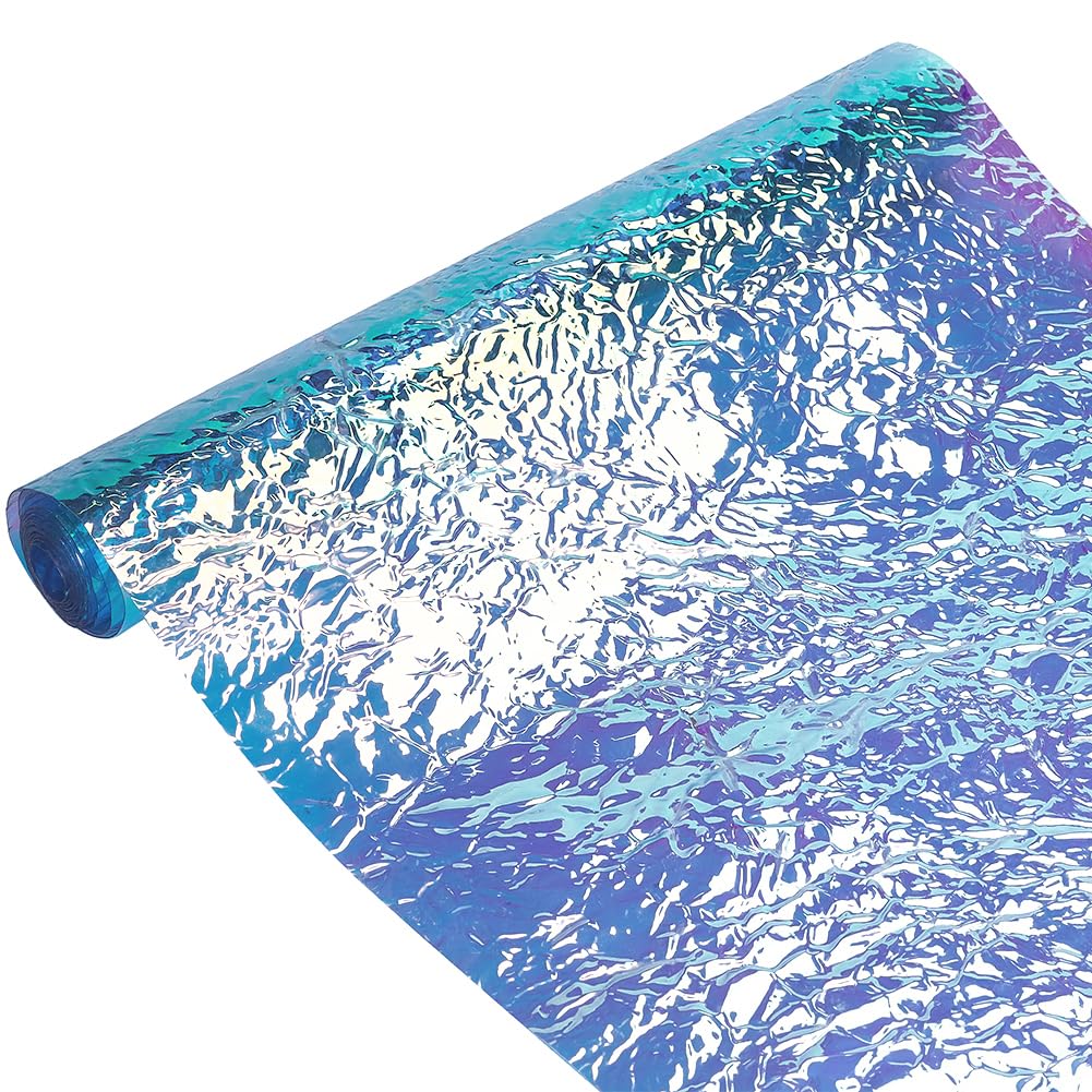 GORGECRAFT 134x30cm Laser PVC Leather Fabric Glitter Light Sea Green Pleated Sheets Metallic Faux Leather Crafting Sparkle Leather Decoration for DIY Handmade Clothing Crafts Apparel Party Photo Album