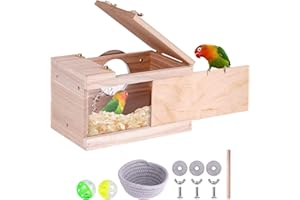 NAOEDEAH Parakeet Nesting Box for Cage Bird Breeding Box for Parakeet Nest, Large Parakeet Nesting Box Inside Cage with Wooden Board for Lovebirds Budgie Conure Parrot Cockatiel Bird Accessories
