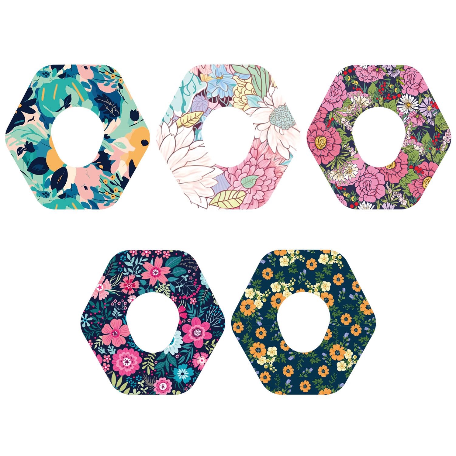 Photo 1 of 25pcs Adhesive Over Patches for Dexcom G7, 5 Patterns Waterproof Breathable Sensor Cover, Colorful Floral CGM Overpatch, Monitor Tape Stickers Compatible with Dexcom G7 Accessories(Flower Styles)