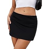 Danysu Stretchy Mini Skorts Low Waist Skirt with Shorts Side Slit 2025 Sports Daily Going Out Outfits