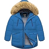 CTFASHION Boy's Winter Coat Waterproof Kids Puffer Jacket Thicken Parka Fleece Lined Bubble Ski Snow Outerwear with Fur Hood
