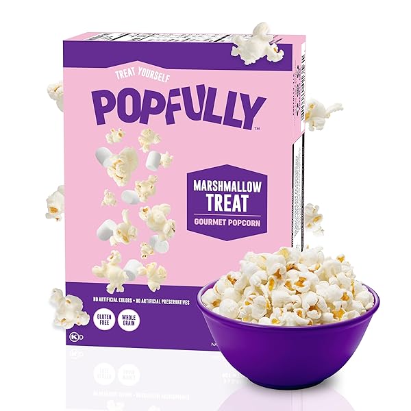 POPFULLY MARSHMALLOW TREAT POPCORN, SHARING BAGS, SWEET FLAVOR, BIG POP, MICRO POPCORN BAGS – 3-PACK