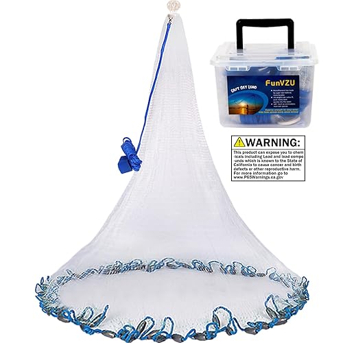 Cast Net - Mono Fishing Casting Net 4ft/6ft/7ft/8ft - Heavy Duty Sinker ...