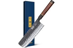 HOSHANHO 7 Inch Nakiri Knife, Japanese Hand Forged Asian Chopping Chef Knife, Professional Meat Vegetable Cleaver Kitchen Kni
