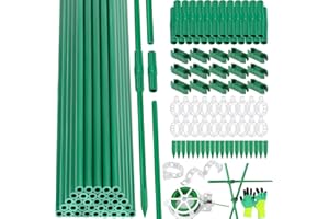 Emquito 117 Pcs Garden Stakes, 35 Sets Fiberglass Tomato Stakes, DIY 4ft 5ft 6ft 7ft Plant Stakes Plant Sticks Supports, Garden Sticks for Indoor Outdoor Plants Tomato, Vegetables, Pepper