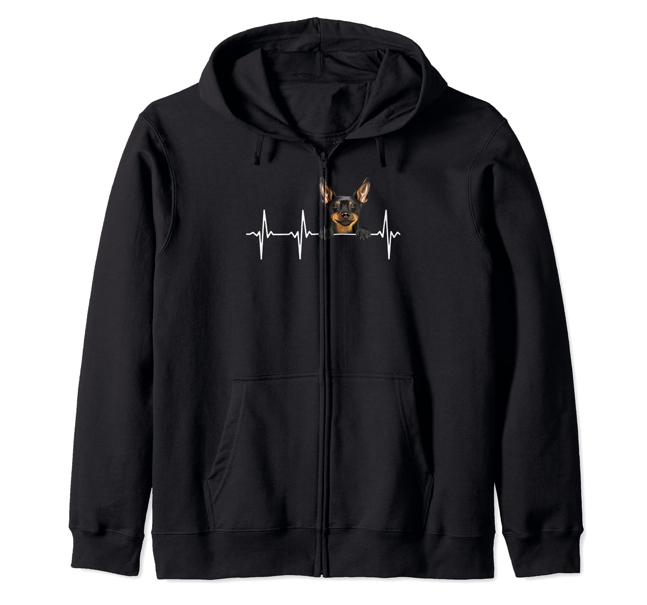 Funny Dog Heartbeat For Miniature Pinscher Lovers Zip Hoodie