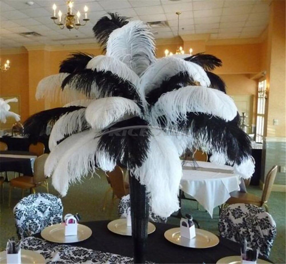 100% Real Natrual Ostrich Feathers - 20 PCS Party Decor Feathers Art Decal Home Wedding Party Ballnight Decoration Hat DIY Scrapbooking Crafting (18-20inch(45-50cm), black)