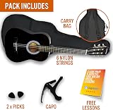 3rd Avenue XF 3/4 Size Classical Guitar Bundle with Nylon Strings Capo Gig Bag view 3