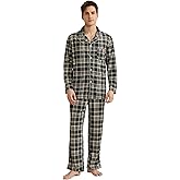 Vulcanodon Mens Ultra Soft Pajama Set, Warm Long Sleeve Prints Sleepwear Cozy Button Down Pjs for Me