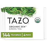 TAZO Organic Zen Green Tea, Green Tea Zen for Health and Wellness, 144 Total Tea Bags (36ct - Pack of 4)