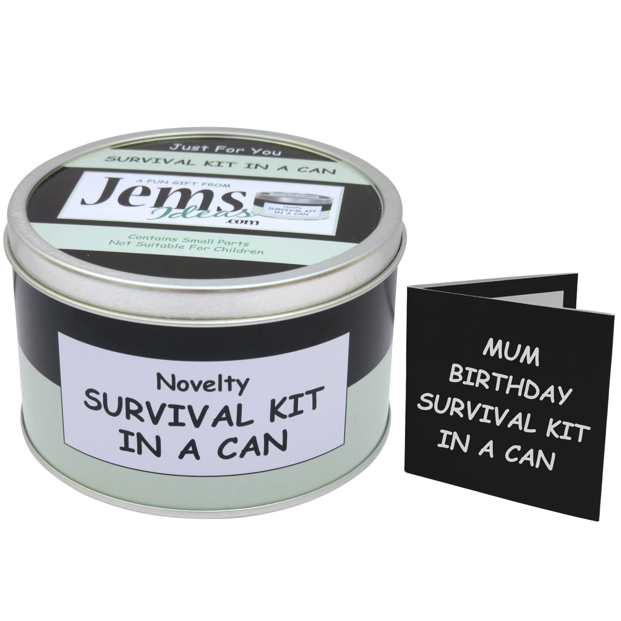 Survival Kit In A Can Mum Birthday Funny Novelty Gift for Mum – Unique Keepsake Present from Daughter or Son – Quirky Gift Box Packed with Fun for Her Special Day Black/Mint