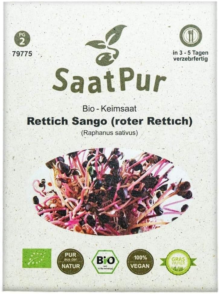 SaatPur Bio Keimsprossen - Radies Sango - Sprossen, Microgreens - 30g
