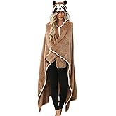 Wearable Hooded Blanket for Adults,Super Soft Warm Hoodie Wrap Plush Flannel Cloak Gifts for Women Men