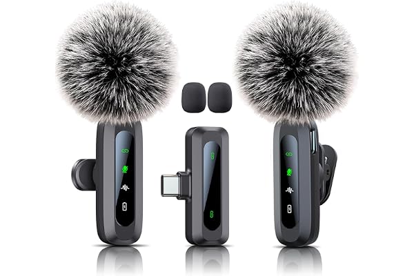 Uewpv Microphone for iPhone 15-16-17, mini mic Wireless mic with Noise Reduction,mini Microphone LED Display -Wireless Microphones Ideal for Vlog, TikTok & Content Creation