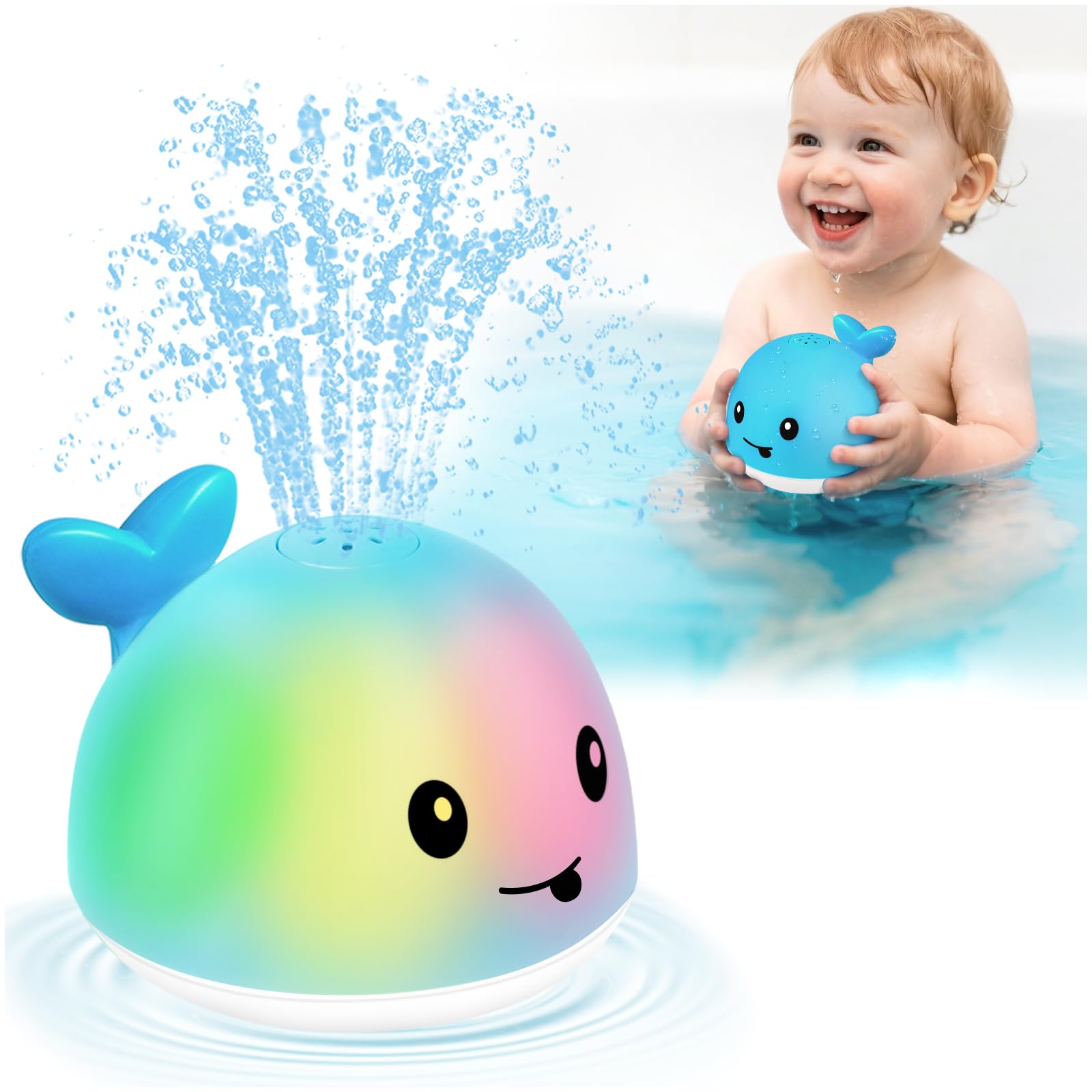 Photo 1 of Gigilli Whale Bath Toy Sprinkler - Light Up Bath Toys for Kids Ages Infant Baby Toys - Toddler Bathtub Pool Water Table Toys Year Boys Girls Gifts Birthday Gifts