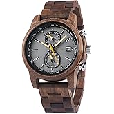 BOBO BIRD Wooden Watch for Men Women Ultra-Light 50g Luminous Hands Chronograph Date Casual Business Gift