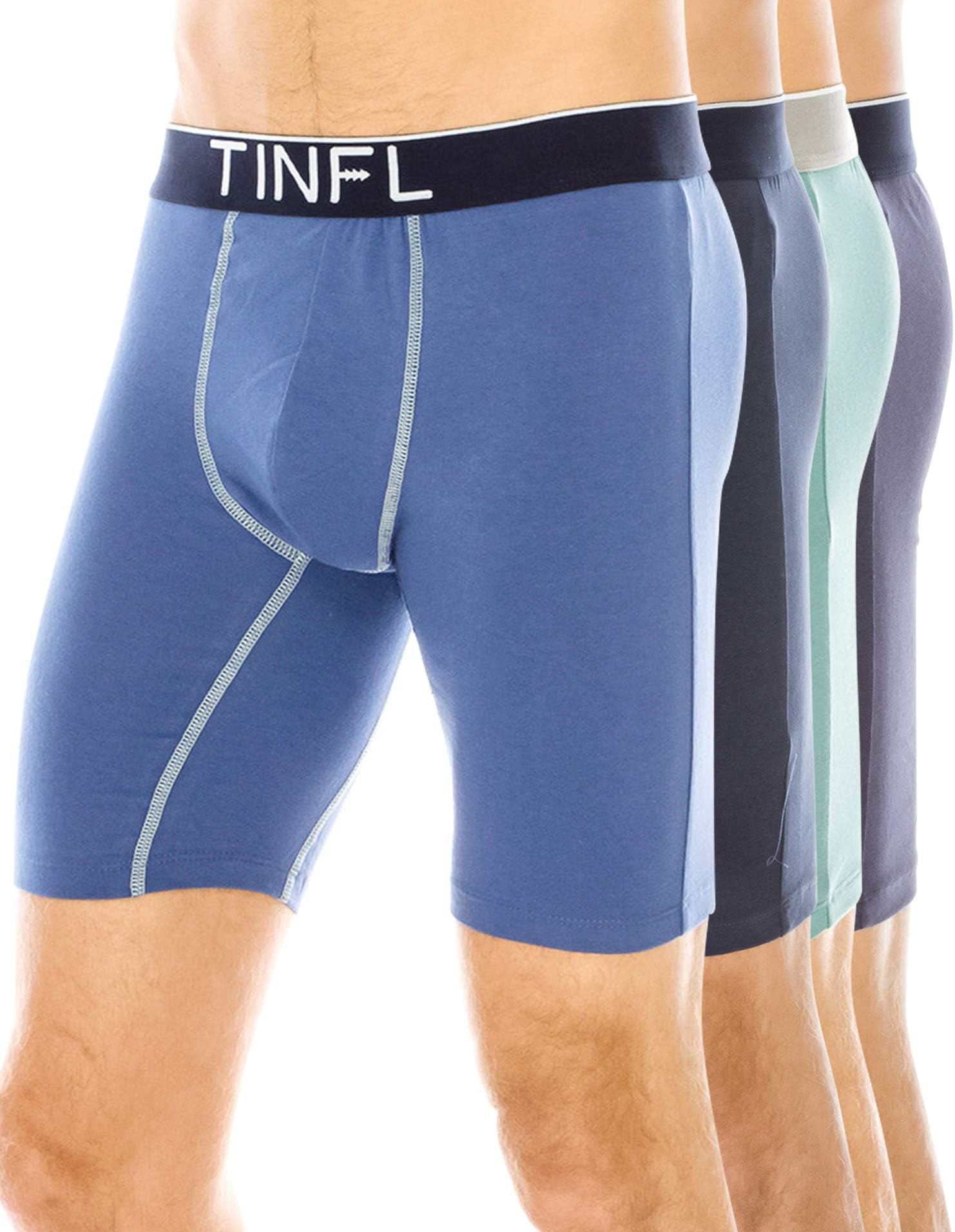 TINFL Men's Breathable Soft Cotton No Ride up Long Leg Comfort Boxer Briefs for Men Underwear Multipacks