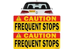 TOTOMO Red Caution This Vehicle Makes Frequent Stops Magnet 10"X3.5" Reflective Magnetic Safety Warning Sign Sticker for Carrier delivery Car Amazon Flex Driver (2 Pack)