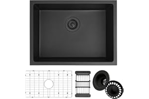 MONSINTA Black Kithcen Sink, 23 Inch Undermount Kitchens Sinks, 23"x 18"x 8" Small Matte Black Bar Sinks, 23 x18 Granite Composite Quartz stone Kitchen Sink With Accessories