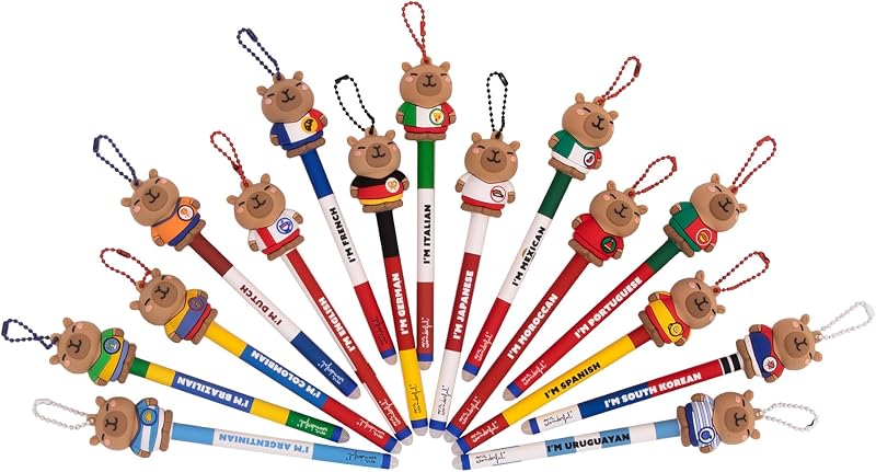 Wonder Gol Blind Box Penna Cancellabile Sorpresa con Portachiavi Capibara, Penne Collezionabili, Inchiostro Blu